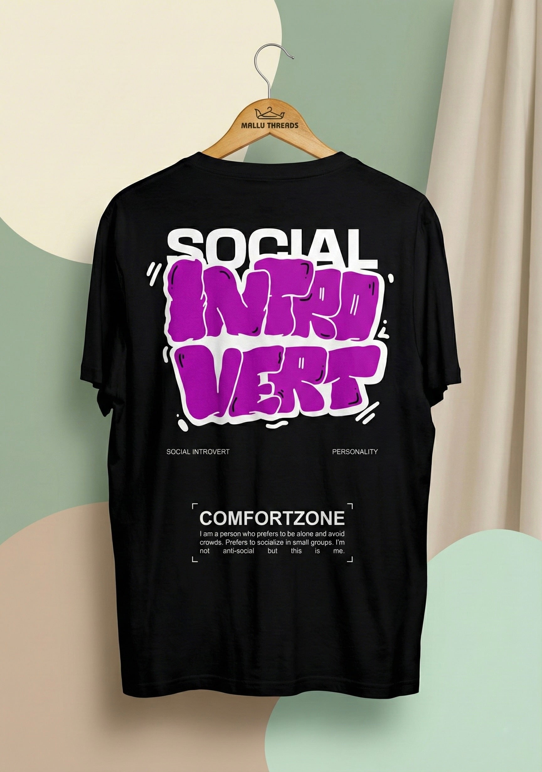 Social Introvert Comfort Zone Oversized T-Shirt | Black Streetwear