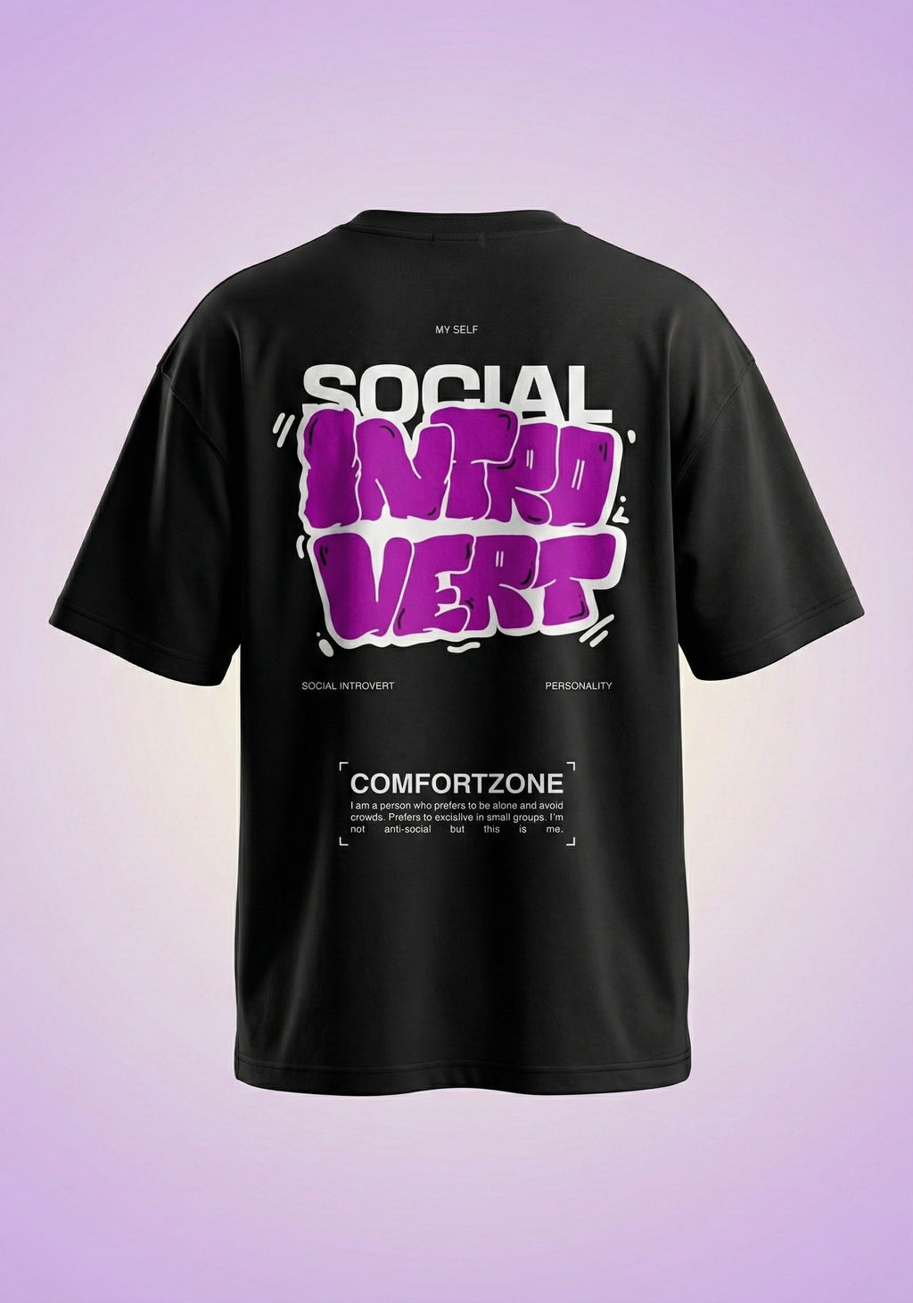 Social Introvert Comfort Zone Oversized T-Shirt | Black Streetwear