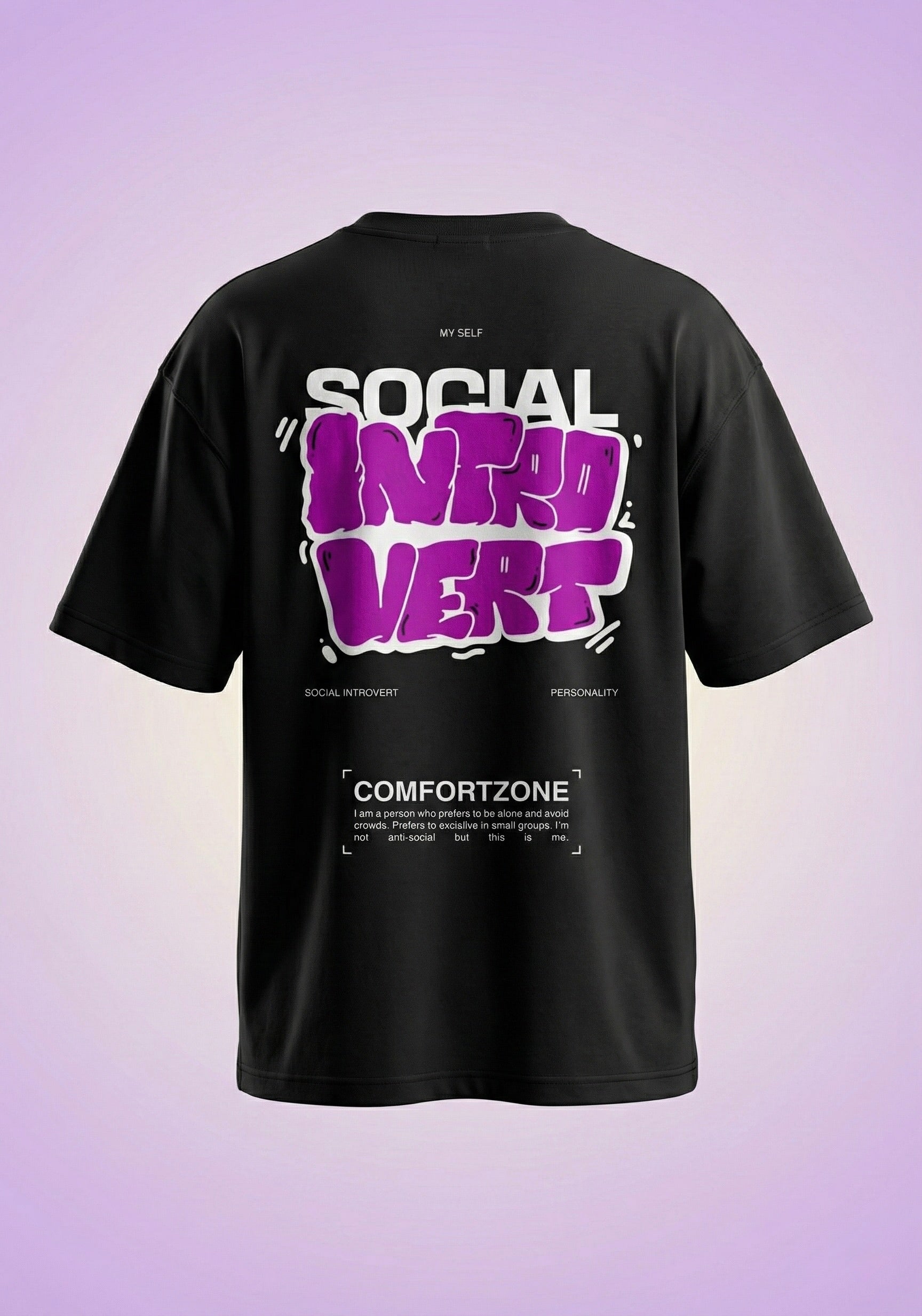 Social Introvert Comfort Zone Oversized T-Shirt | Black Streetwear