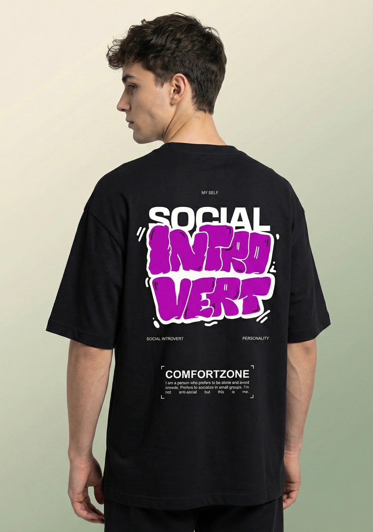 Social Introvert Comfort Zone Oversized T-Shirt | Black Streetwear